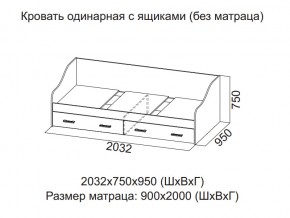 Кровать одинарная с ящиками (Без матраца 0,9*2,0) в Невьянске - nevyansk.magazin-mebel74.ru | фото